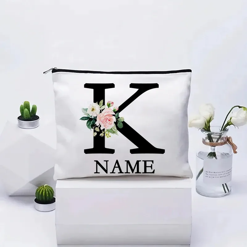 trousse de maquillage personnalisée avec nom, trousse de maquillage de voyage, trousse de maquillage de mariage, pochette cosmétique en toile pour fête, organisateur, cadeaux pour femme