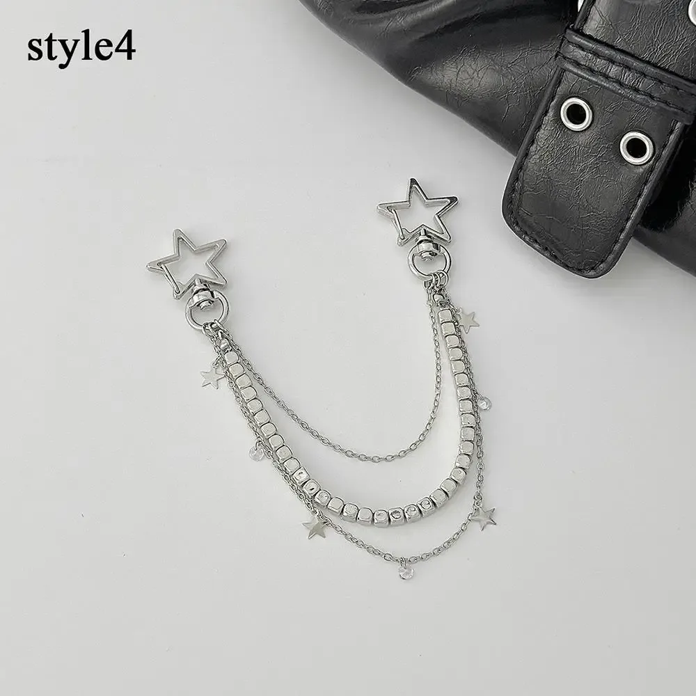 chaîne de sac en métal multicouche y2k, pendentif étoile, chaîne de sac à bandoulière punk rétro pour sac à main, accessoires de sac à nœud papillon en perles