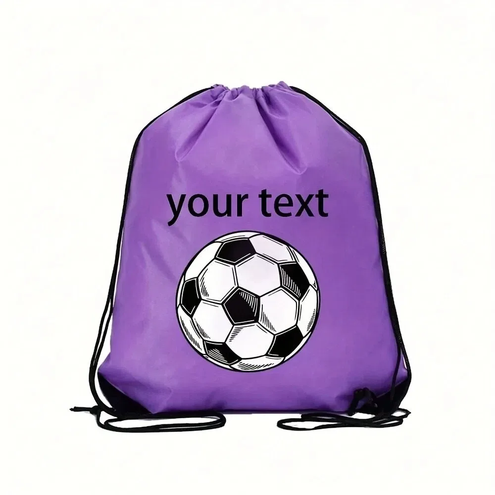 sac de sport unisexe personnalisé avec motif de football, sac à dos à cordon de serrage, pochette multifonctionnelle pour l'extérieur, petit sac de voyage, cadeau de vacances