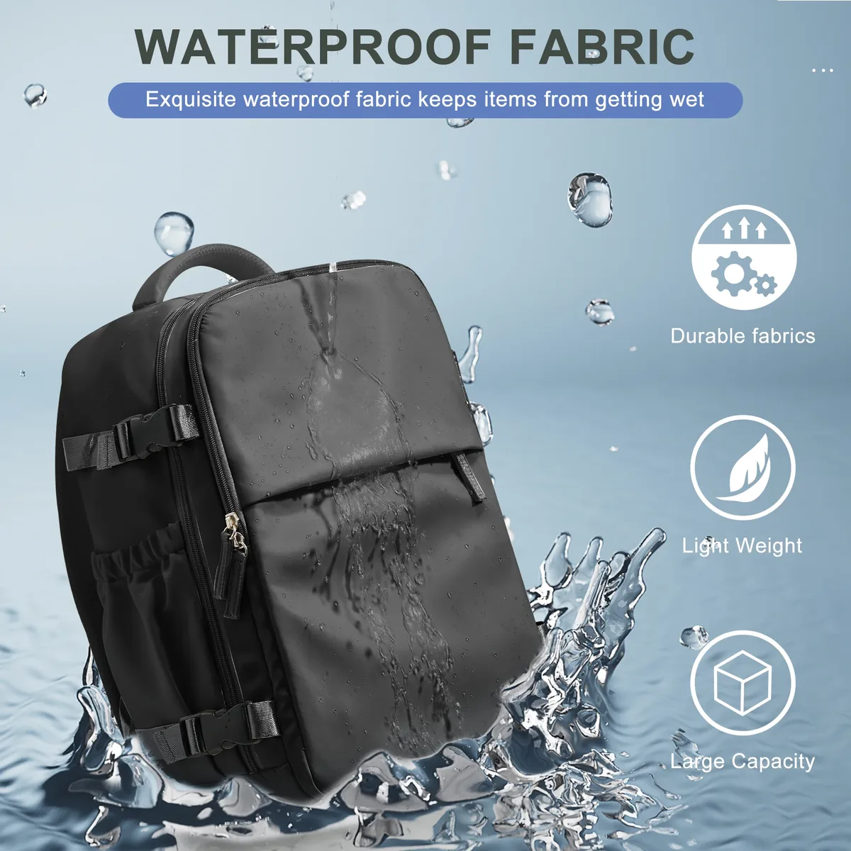 sac dos nylon noir poches latérales gris bandoulière confortable compartiment ouvert usage voyage affaires