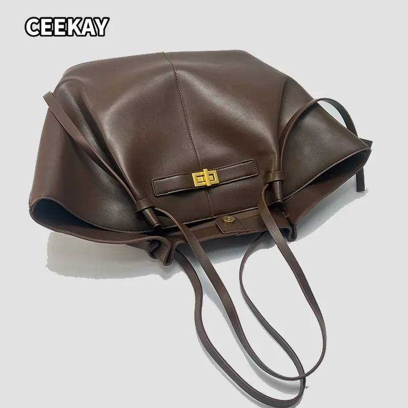 sacs à bandoulière trapèze grande capacité pour femmes, sacs à main de créateur avec fermoir métallique, sacs fourre-tout en cuir pu de haute qualité pour le quotidien