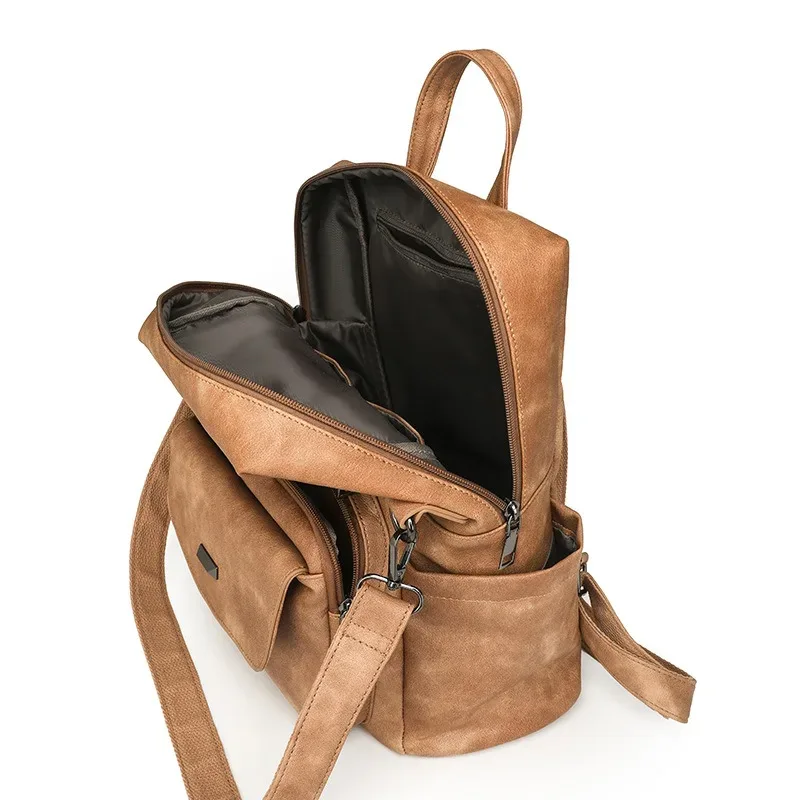 sac à dos en cuir pu pour femmes, imperméable, antivol, grande taille, mode rétro, voyage, collège, travail, portefeuille, sac à bandoulière, 2025