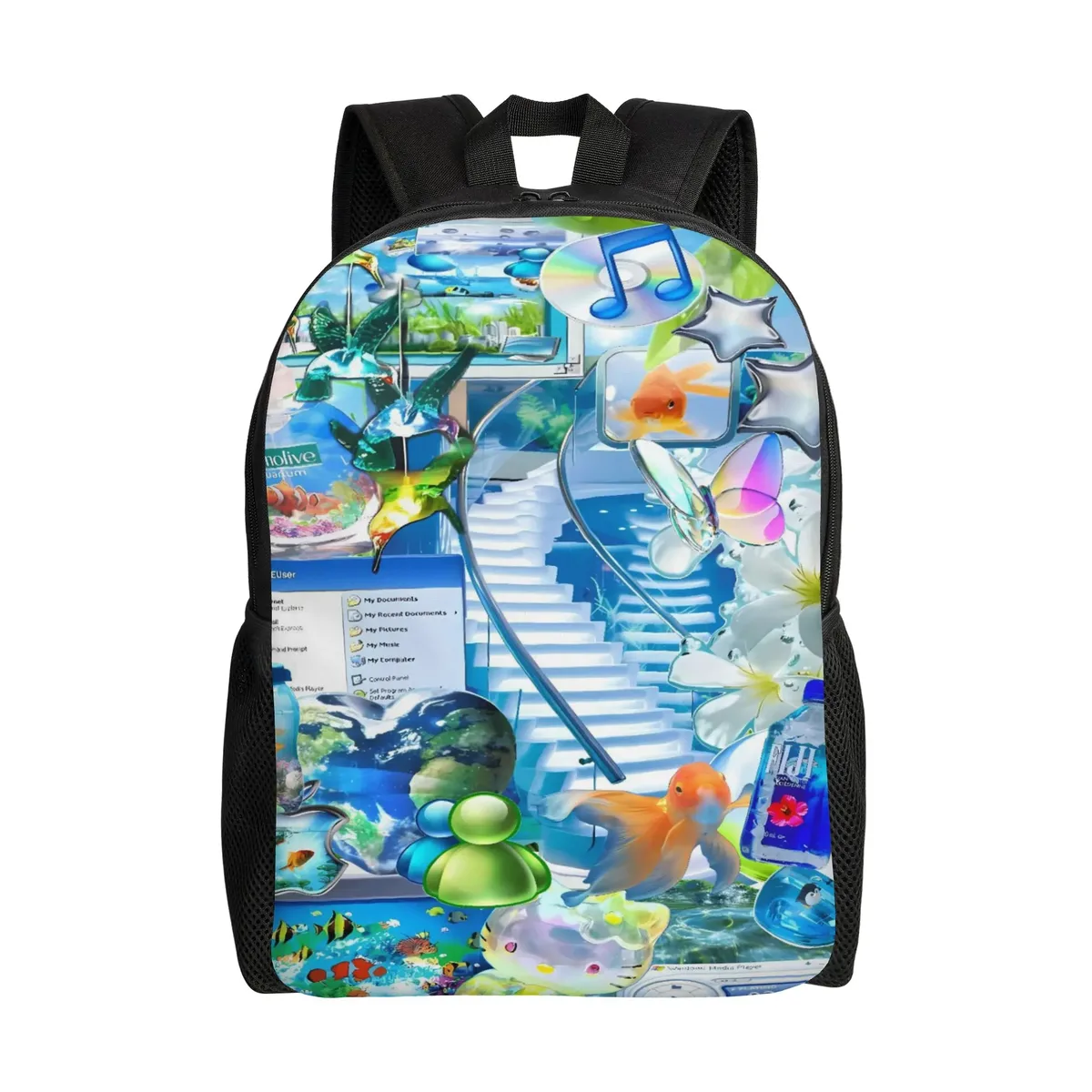 sac à dos graphique frutiger aero, sacs à dos de voyage pour hommes, sacs d'école élégants, sac à dos à motifs de haute qualité