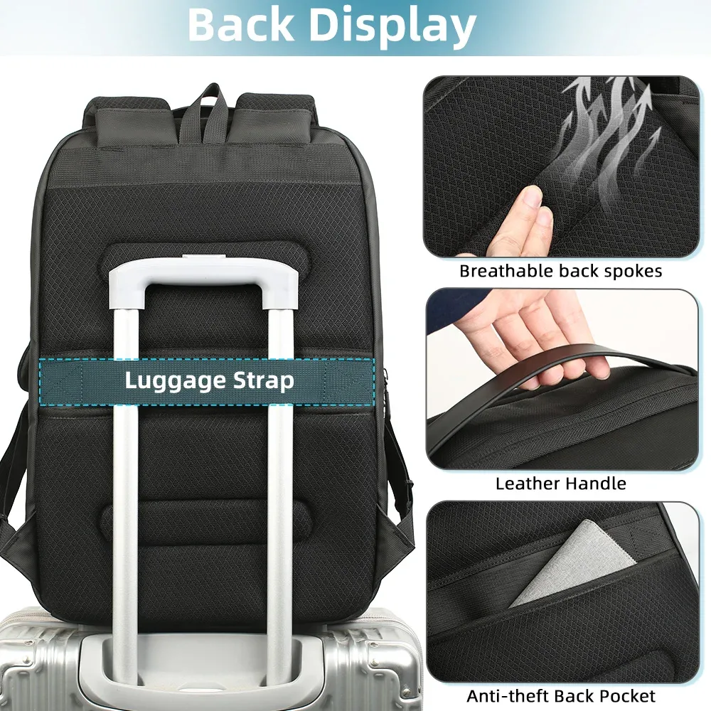 ian-sac à dos de voyage spacieux pour homme, sac à dos pour ordinateur portable 17.3 ", grande capacité, sacs à dos étanches avec usb, nouveauté