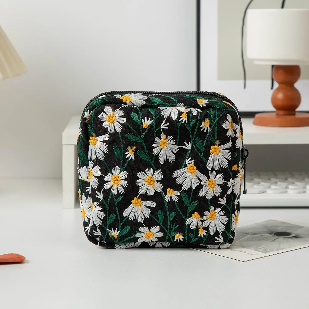trousse de maquillage florale pour femme, trousse de beauté, broderie coréenne, poudres cosmétiques, trousse de toilette de voyage