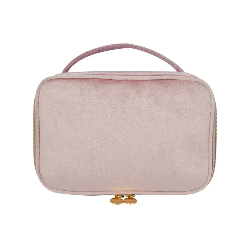 nouvelle trousse de maquillage en velours grande capacité, sac de rangement multifonctionnel portable pour voyage et toilette, pochette cosmétique en velours à main