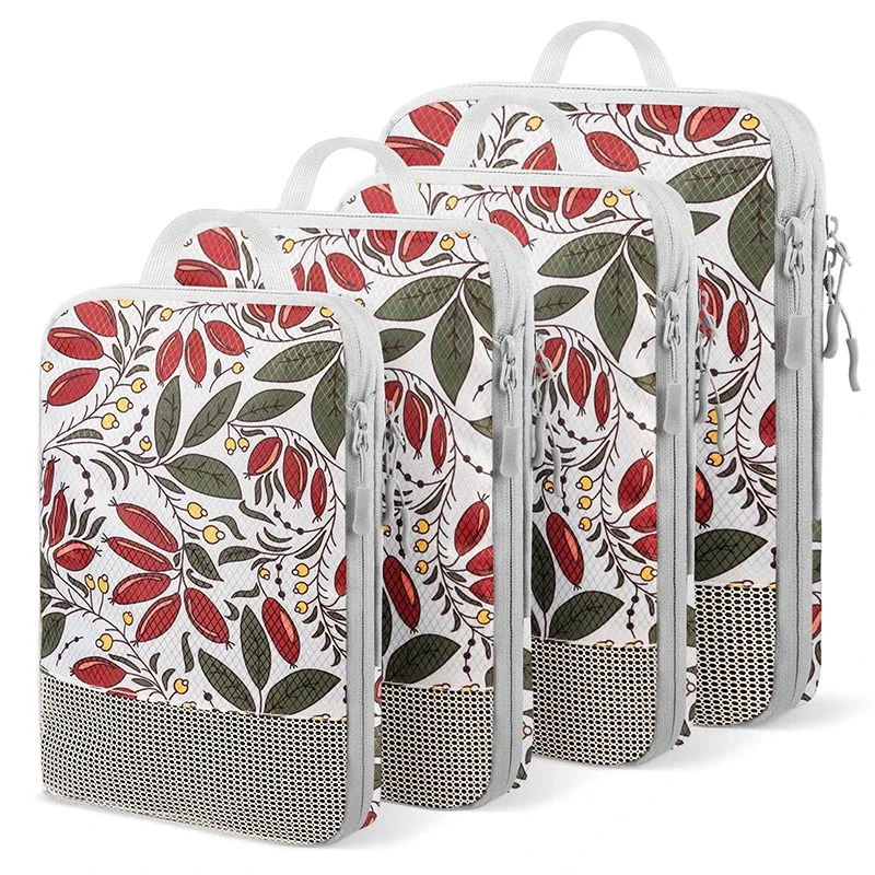 organisateur voyage nylon paisley florale blanc rouge kaki gris rose vert compression extensible sac rangement