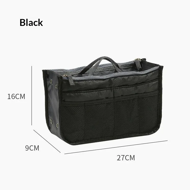 sac de rangement multifonctionnel à double fermeture éclair, grande capacité, pour le rangement et la classification des articles de maquillage et de toilette