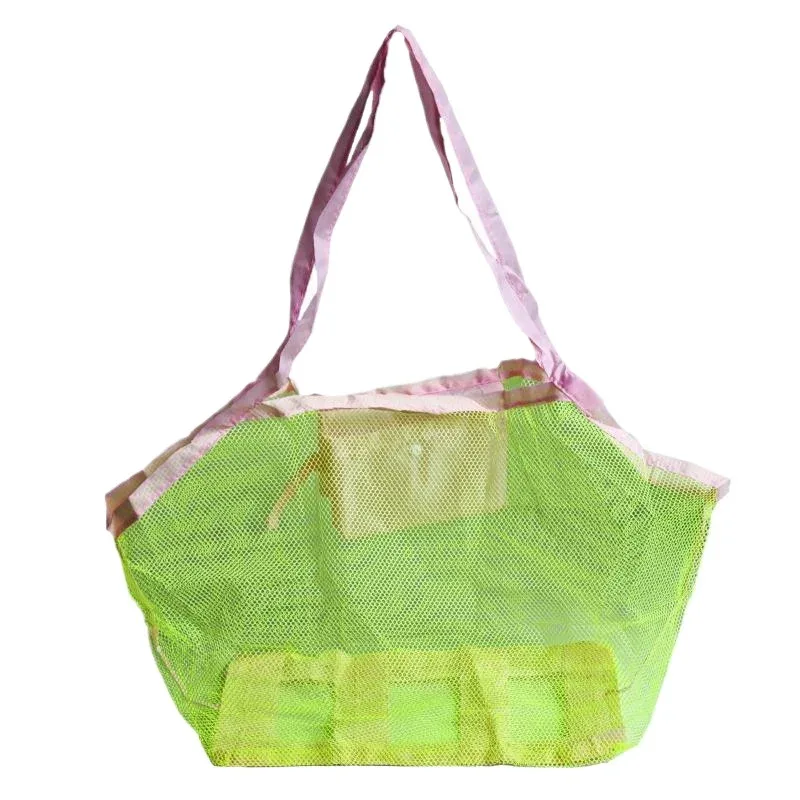 sac de rangement pliable et portable pour jouets de plage, outil de fouille de sable pour enfants, en maille, style moderne et simple