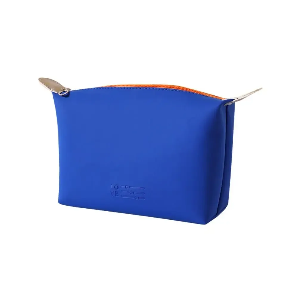 sac à main décontracté en pu, trousse de maquillage imperméable, grande capacité, trousse de toilette à fermeture éclair, couleur unie, sac de rangement de voyage pour filles