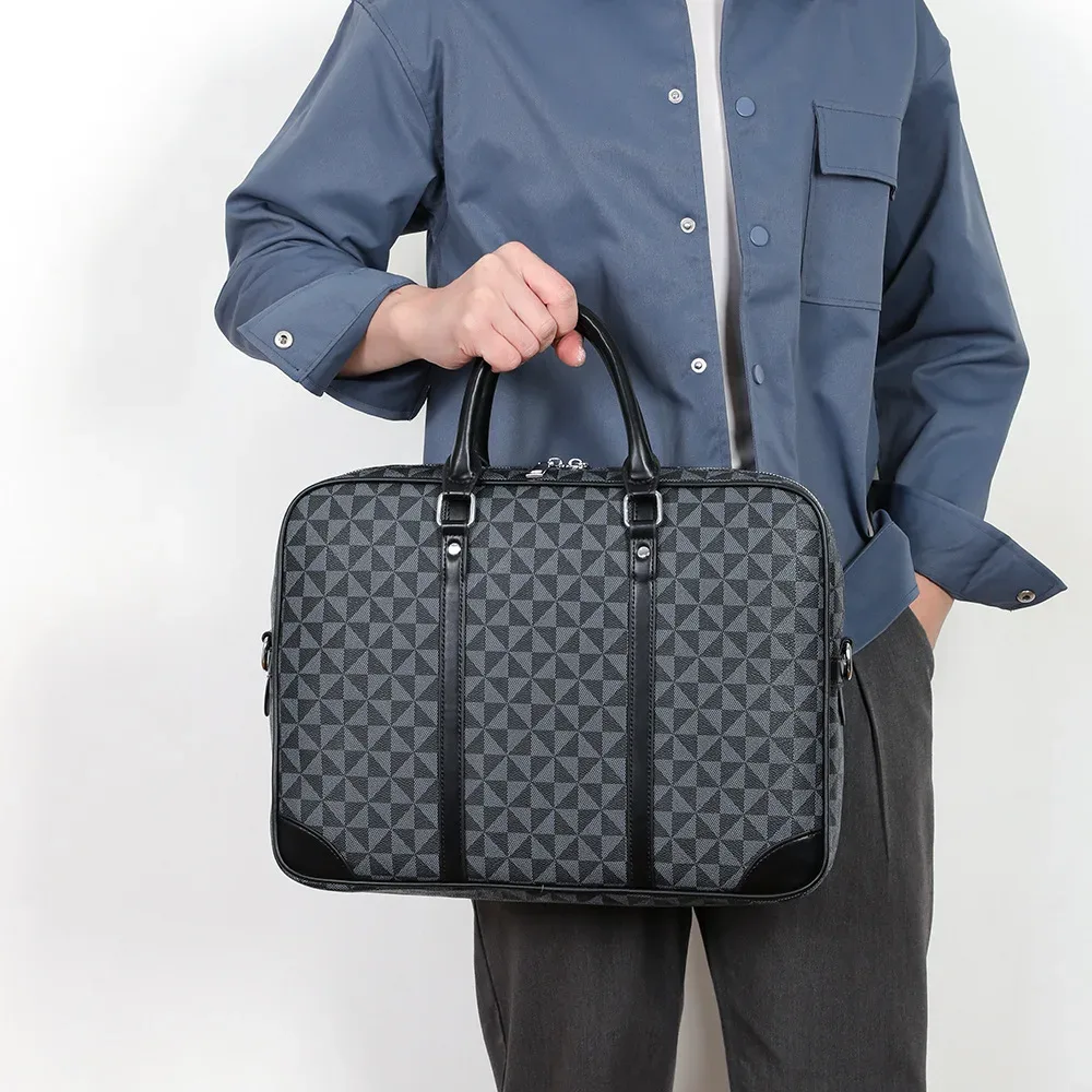nouvelle mode de luxe en cuir pu affaires hommes porte-documents hommes messager sac à main ordinateur portable concepteur mâle épaule