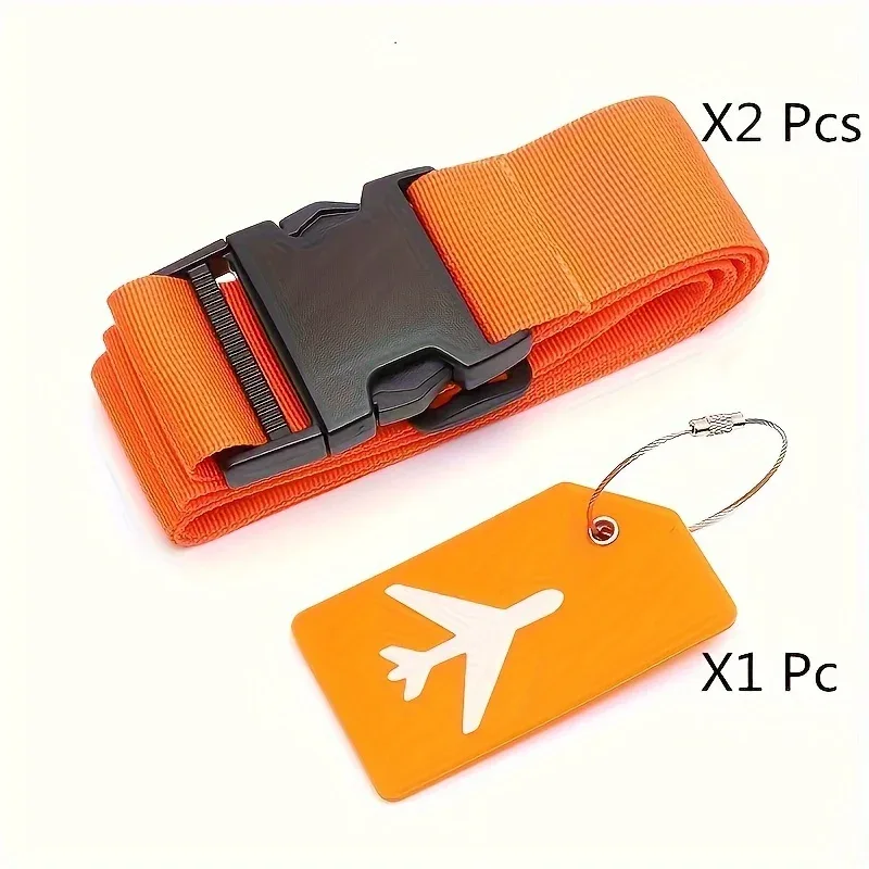 sangle bagage tissu couleur vibrante fixation orange noir voyage identification bagage belt boulon réglable prévention craquelures transport