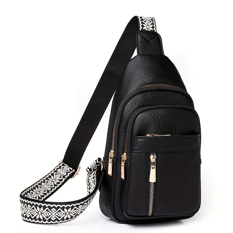 sac à bandoulière rétro chic en cuir pu souple, multifonctionnel, plusieurs poches à fermeture éclair, polyvalent pour les loisirs et le dehors