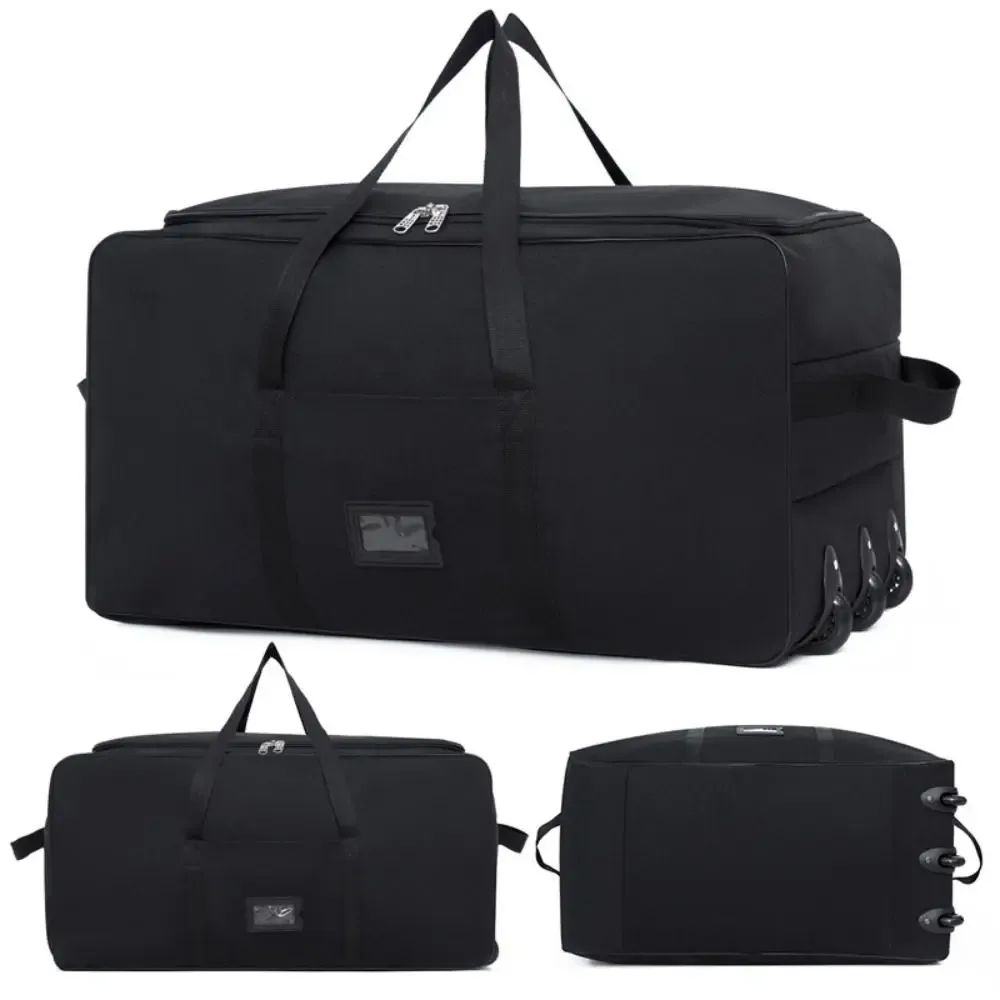 sac de voyage pliable pour week-end, grande capacité, imperméable, sac de rangement pour bagages avec roues amovibles et plusieurs compartiments