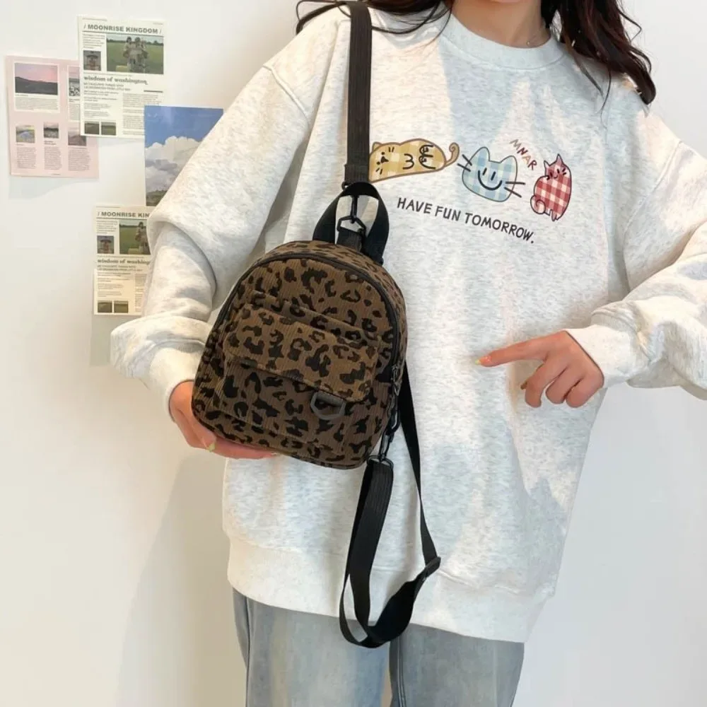 Sac à bandoulière décontracté de grande capacité, imprimé léopard, mini sac à dos résistant à l'usure, sac carré léger