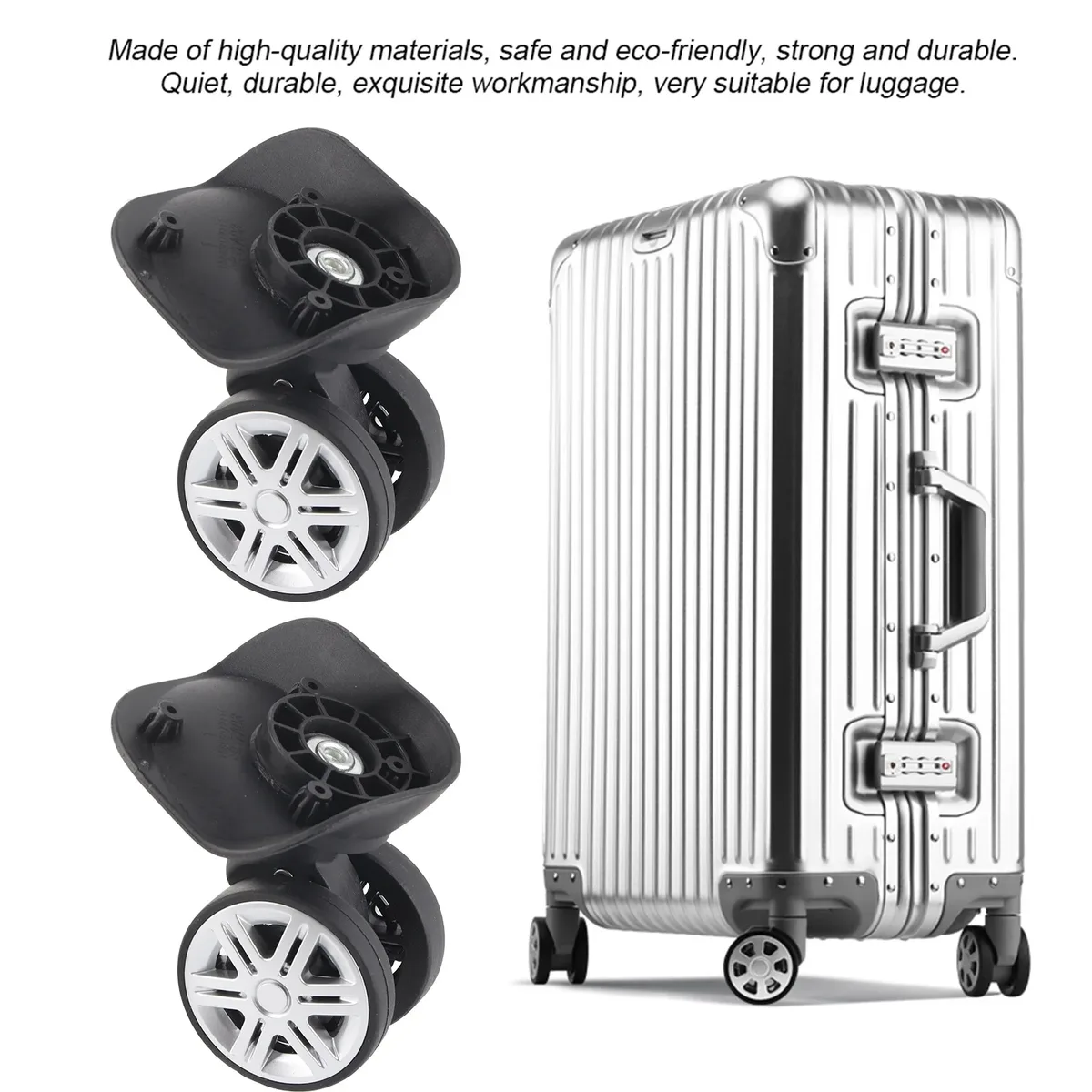 roulette doublée silencieuse plastique noire haute qualité valise poignée télescopique installation facile durabilité écologique