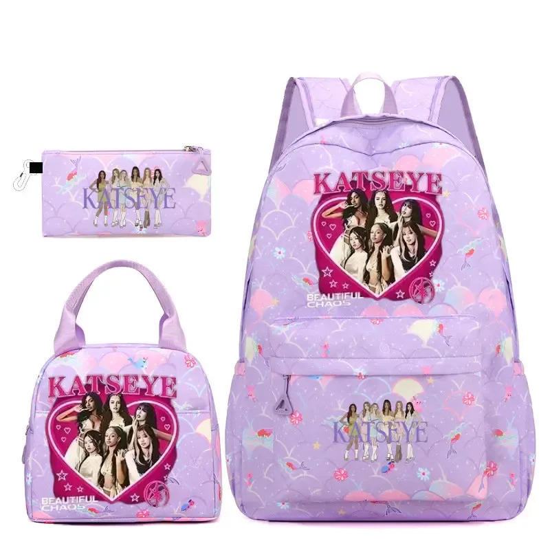 sac dos polyester motifs groupe filles poignée supérieure glissière capacité 20 35 litres unisexe couleurs rose clair violet bleu clair