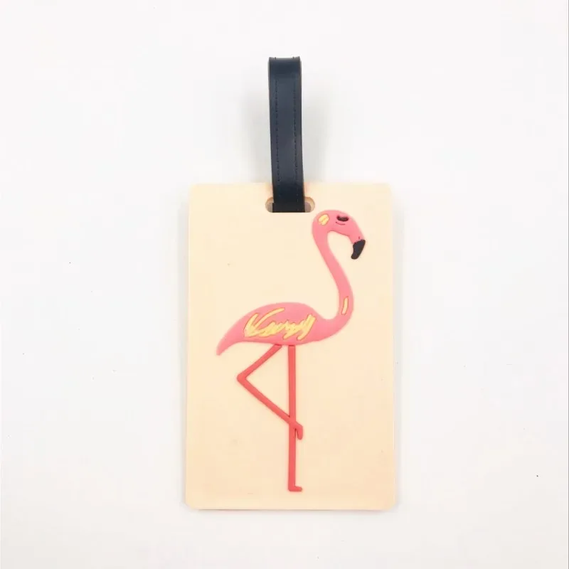 étiquette bagage plastique pvc silicone motifs dessin animé fruits animaux gâteaux licorne visages souriant coeurs avions rose blanc bleu vert jaune violet voyage