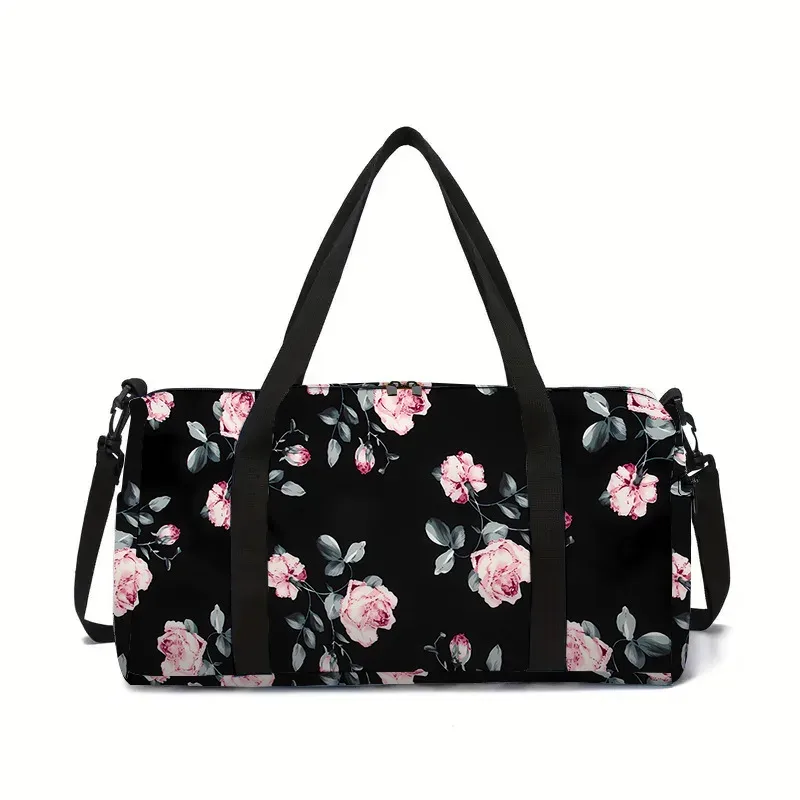 fleur herbe feuille tournesol impression 3d sacs de voyage de grande capacité sac à bandoulière en forme de baril sacs de sport de plein air sac de yoga de gymnastique
