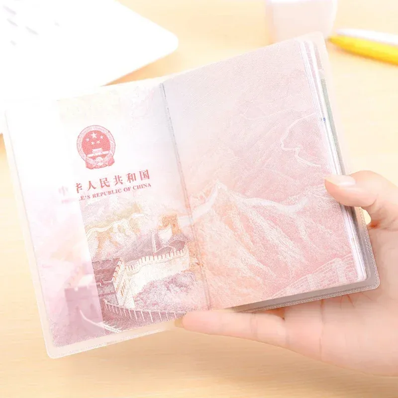 pochette de passeport en pvc transparente givrée, imperméable, anti-poussière, durable, protection des documents, voyage, voyage d'affaires, utilisation quotidienne en extérieur