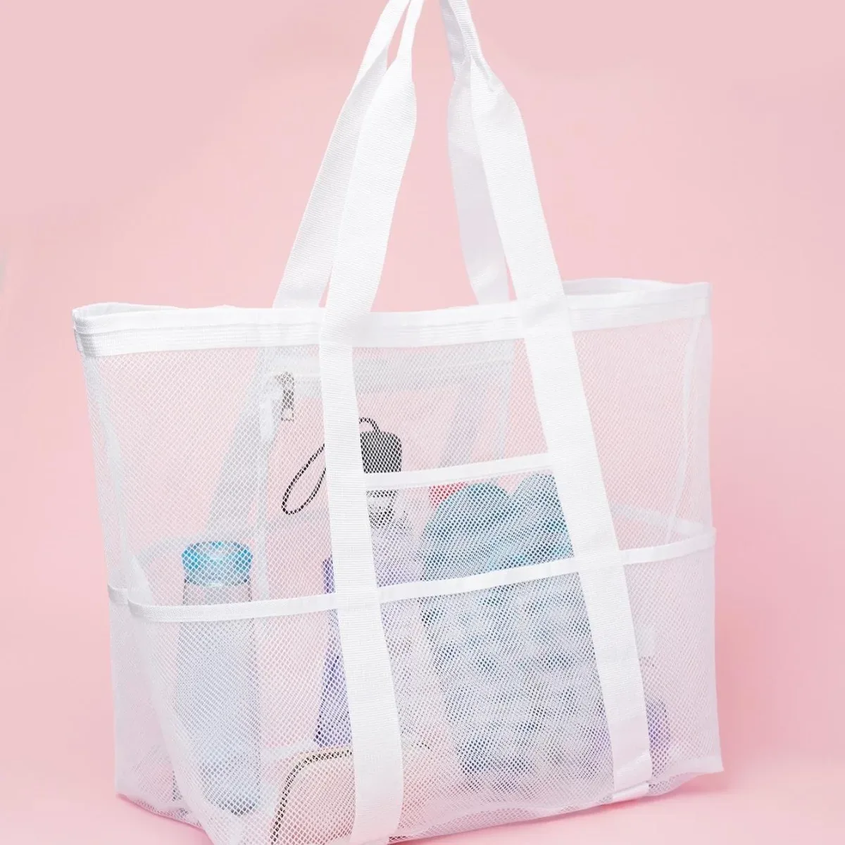 sac fourre-tout en maille respirante multi-poches de grande capacité, à séchage rapide, sac de rangement multi-compartiments pour articles de sport et de natation