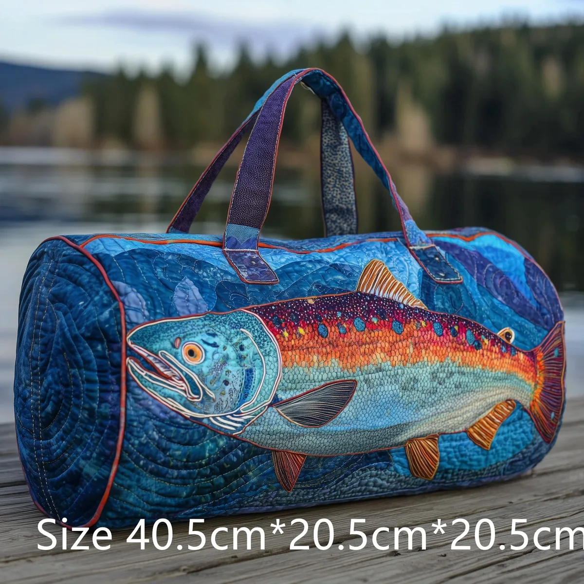 sac de pêche matelassé fait main tendance, sac de week-end imprimé 3d motif poisson basse, sac de voyage pour homme, cadeau pour pêcheur, aventures en plein air