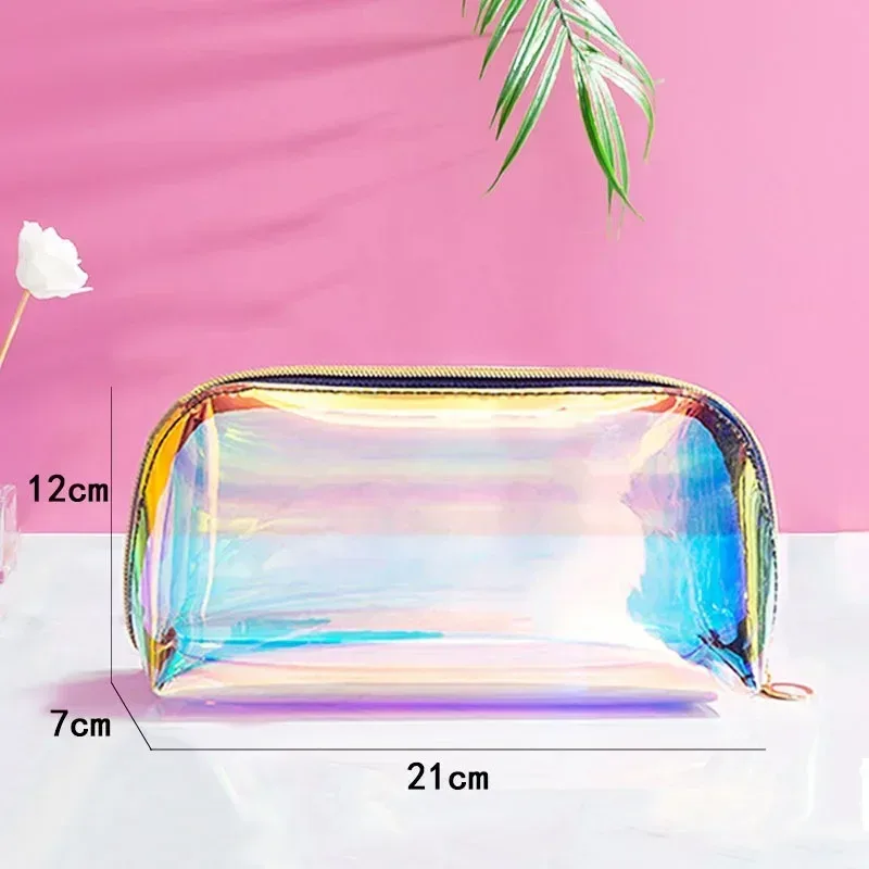 étui à maquillage transparent en pvc tendance pour femmes, organiseur de beauté laser, pochette mini sac en gelée pour dames, sac à cosmétiques
