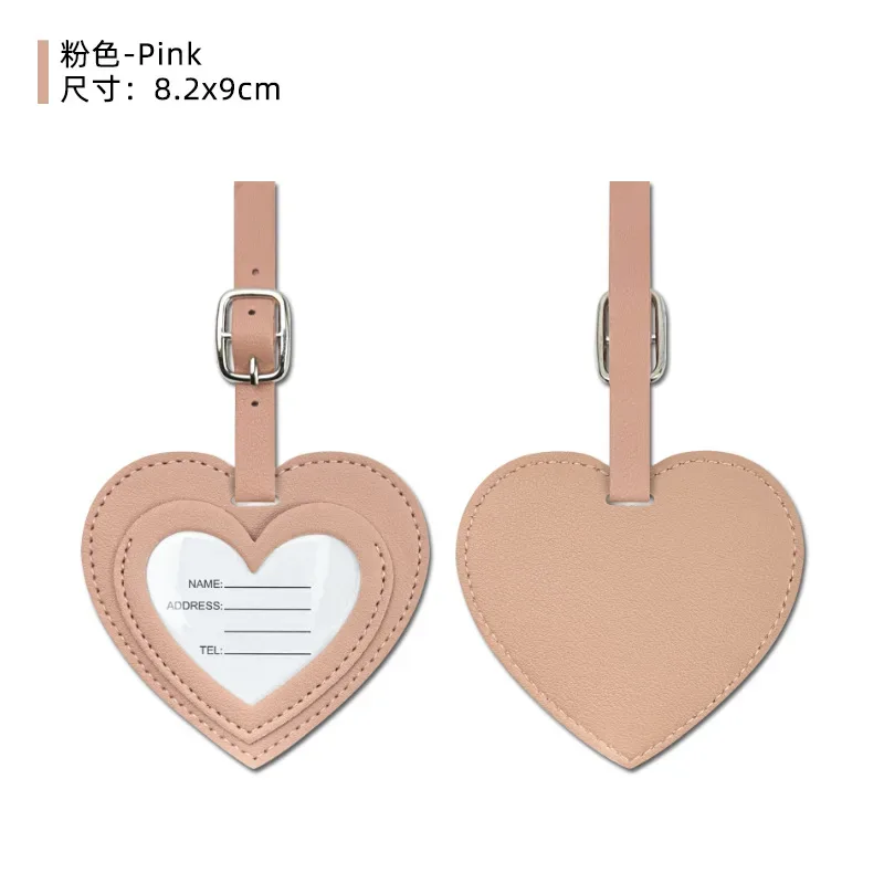 étiquette de bagage de voyage en forme de cœur, personnalisable avec initiales, étiquette de valise de luxe pour affaires, gravure de nom, pendentif de sac à main en pu, vente en gros, cadeau de mariage