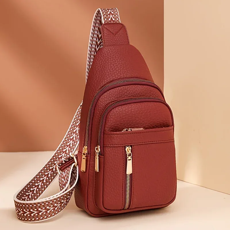 sac à bandoulière rétro chic en cuir pu souple, multifonctionnel, plusieurs poches à fermeture éclair, polyvalent pour les loisirs et le dehors