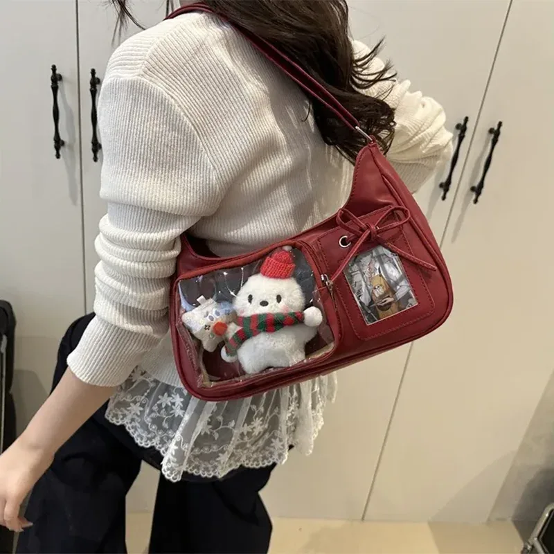 sac à bandoulière y2k harajuku pour femme, sac ita transparent coréen, sac à bandoulière scolaire, sac à main de créateur japonais style preppy