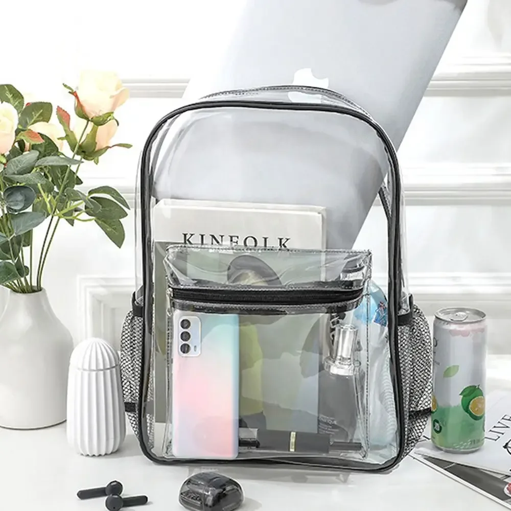 sac à dos transparent en pvc, grande capacité, sac à bandoulière étanche pour fitness, rangement décontracté, sac à dos visible pour sports de plein air