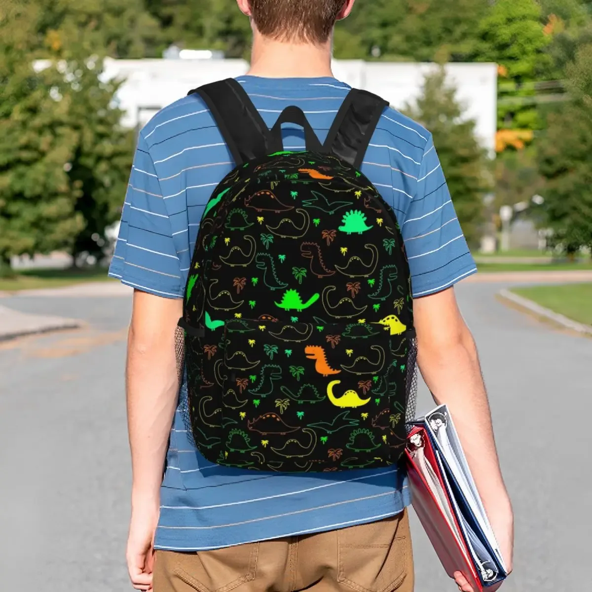 sac à dos de voyage à motif de dinosaures mignons pour hommes et femmes, cartable d'ordinateur pour l'école, sac à dos pour étudiants