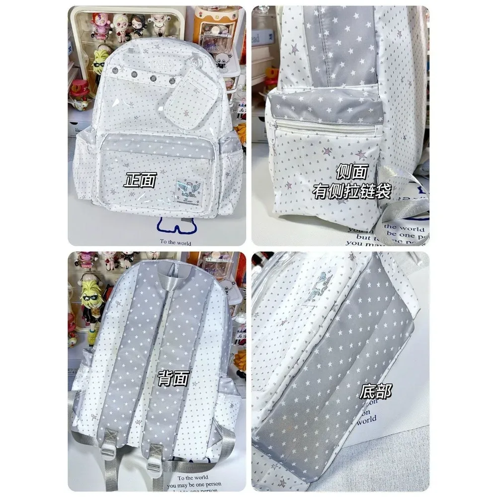 sac à dos polyvalent grande capacité harajuku y2k à pois mignon pour usage quotidien, style ulzzang ita bag, inspiré des expositions de bandes dessinées