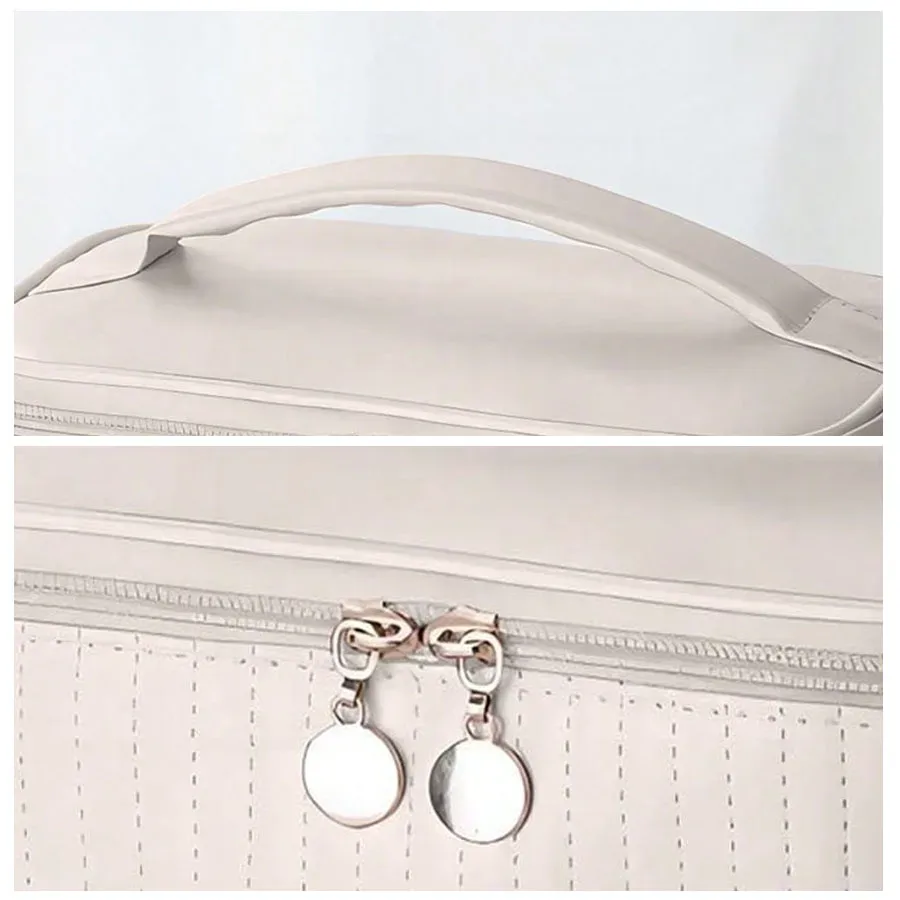 sacs de maquillage pour femmes, trousse de toilette de voyage, étuis mignons, boîte de rangement de maquillage portable de couleur unie, sac à cosmétiques nécessaire en cuir pu