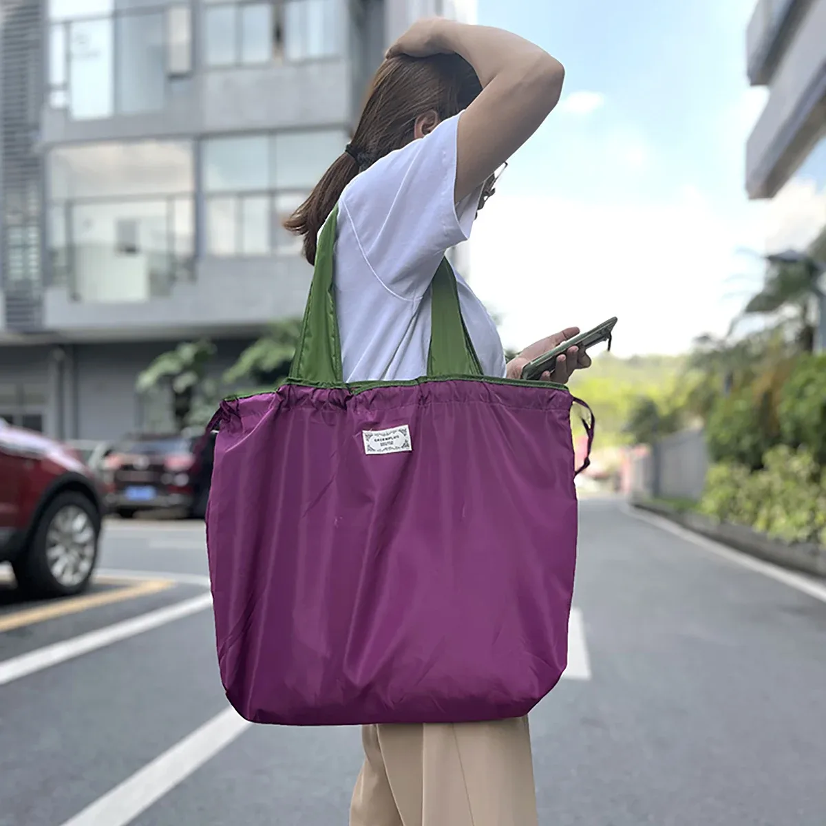 sac de courses pliable et portable, sac fourre-tout réutilisable et écologique, sac d'épicerie imperméable et tendance, sac de rangement de voyage