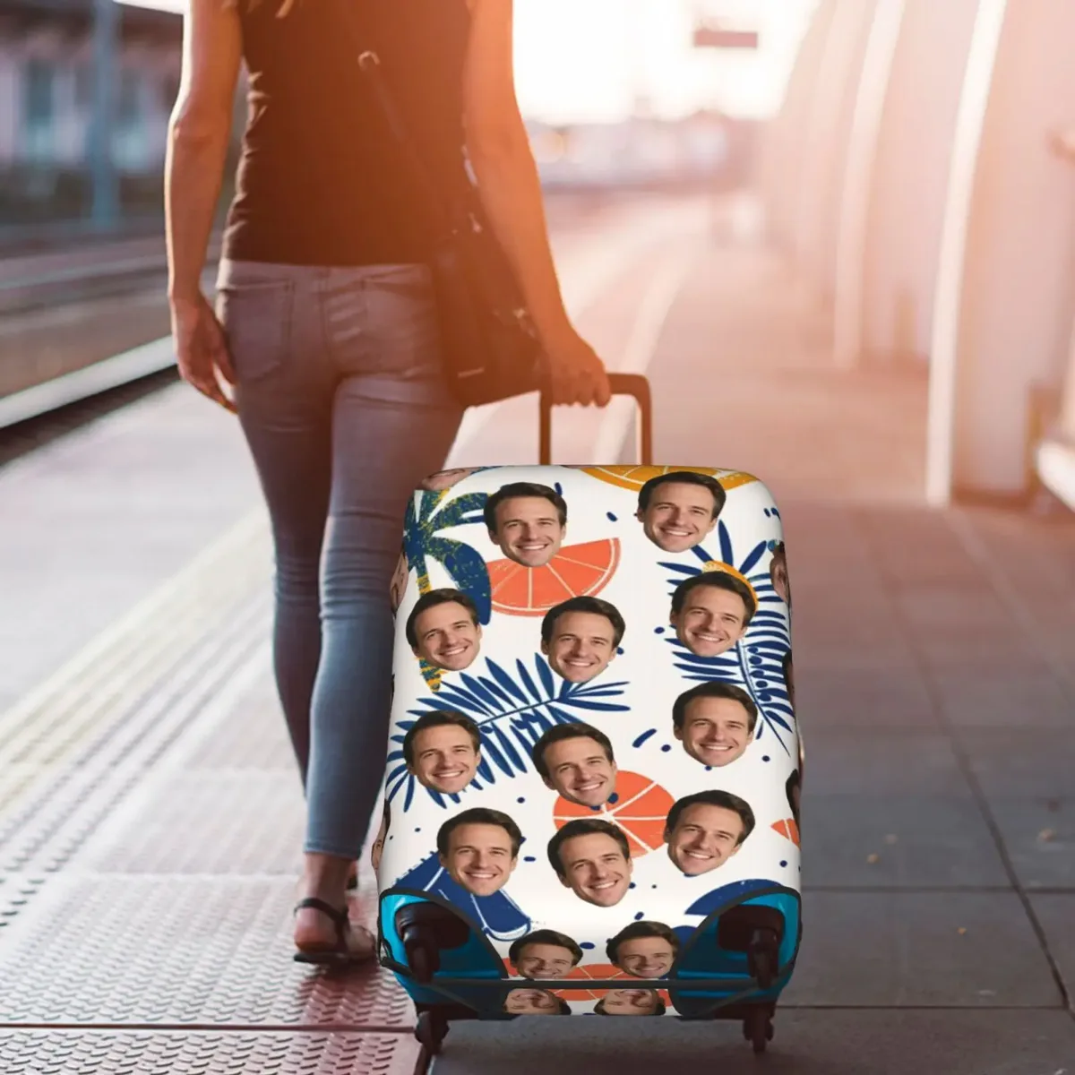 housse de bagage personnalisée avec logo, élastique, votre design ici, housse de protection pour valise de voyage, convient aux valises de 18 à 32 pouces