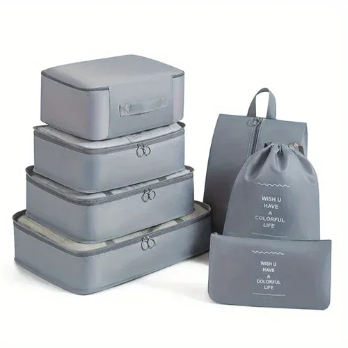 organisateur voyage polyester rouge noir beige vert rose gris rectangulaire ouverture zippée rangement vêtements accessoires