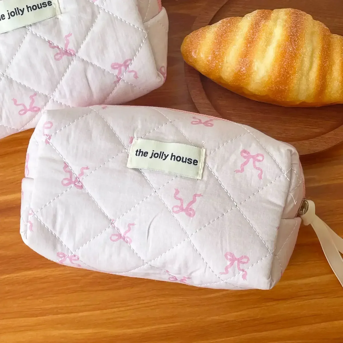 sac à cosmétiques matelassé ours rose pour femmes, joli organisateur de voyage de maquillage à fermeture éclair, sac à main féminin, pochette de toilette pour filles, 2024