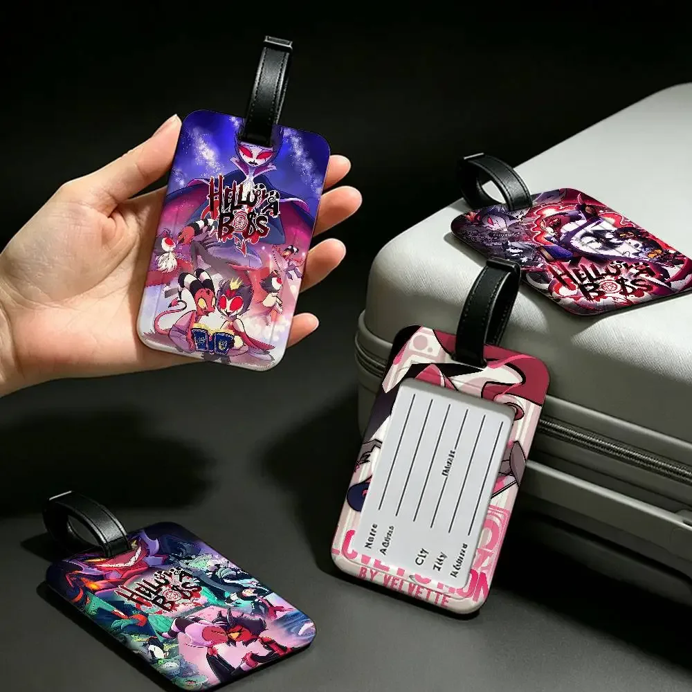 h-hazbin-hotel demonic-edgy – étui pour cartes d'information imperméable en pvc, étiquette de bagage, identificateur anti-perte pour valise et sac à main