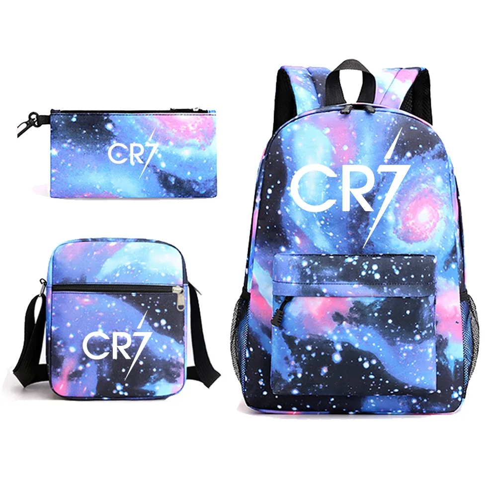 sac à dos d'école cr7 pour garçon et fille adolescent, pour ordinateur portable, 3 pièces, nouveauté