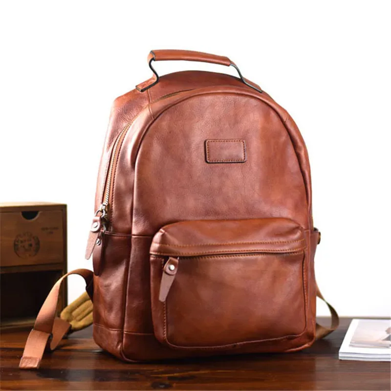 pndme – sac à dos vintage en cuir véritable pour hommes et femmes, sac de voyage de bonne qualité, simple, en cuir de vache naturel, pour ordinateur portable