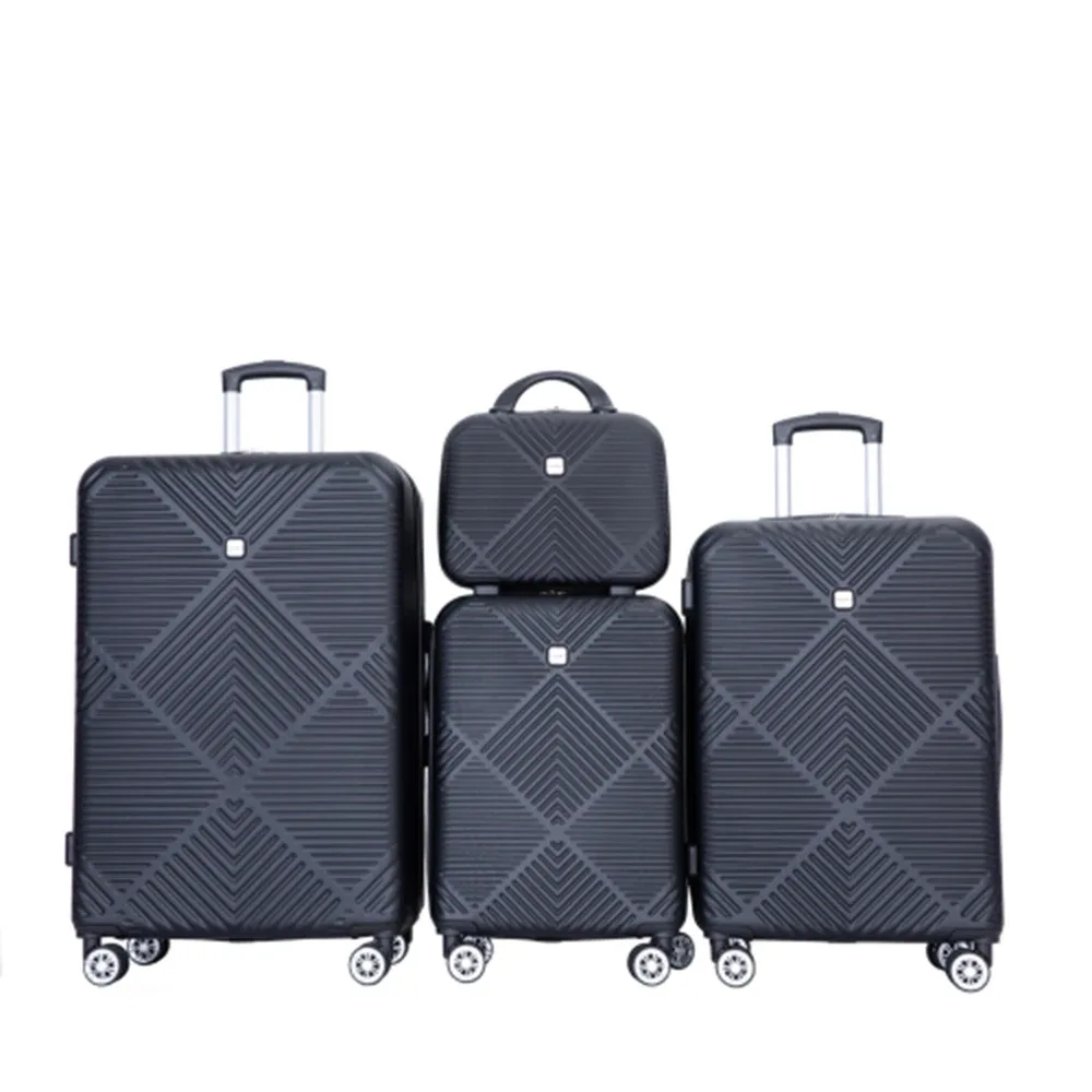 ensemble de bagages travelhouse 4 pièces, valise légère en abs avec roulettes pivotantes, 14" 20" 24" 28"