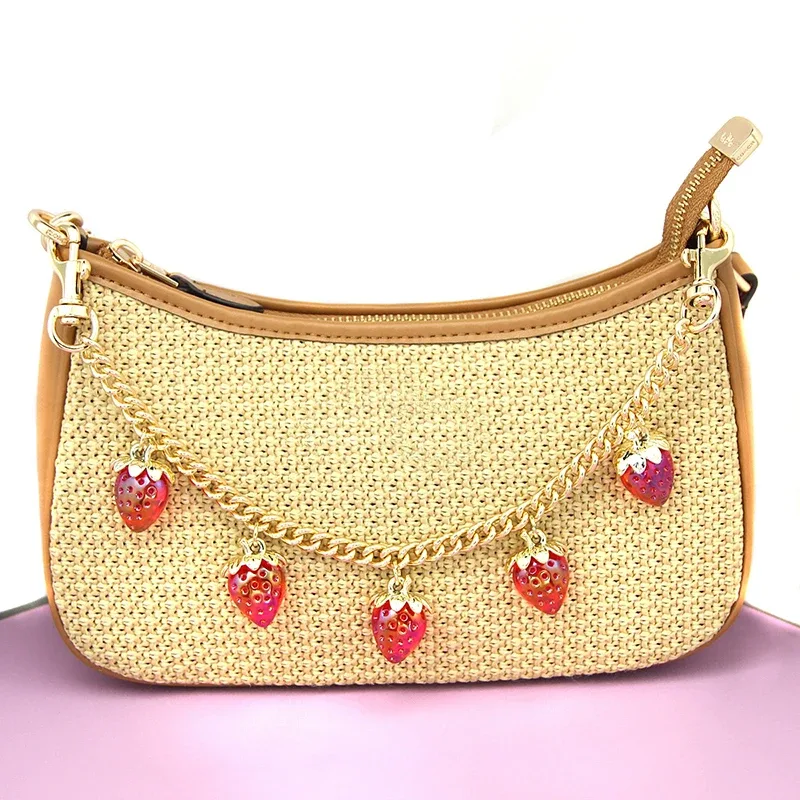 chaîne de suspension pour sac en alliage de zinc diy avec pendentif cerise, chaîne de transport détachable pour sac à bandoulière, chaîne d'extension pour sac à main pour femme