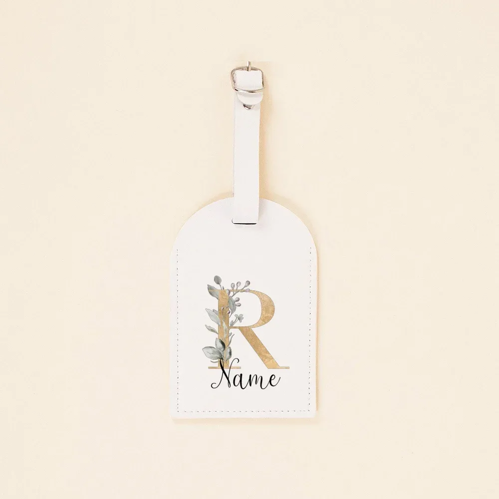 étiquette de bagage en cuir pu personnalisée initiale avec nom étiquette d'identification de valise étiquettes de sac à bagages accessoire de voyage cadeaux de mariage