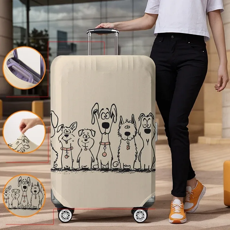 housse de protection pour bagages à motif de chien, adaptée aux bagages de 18 à 32 pouces, avec poignées, accessoires de voyage