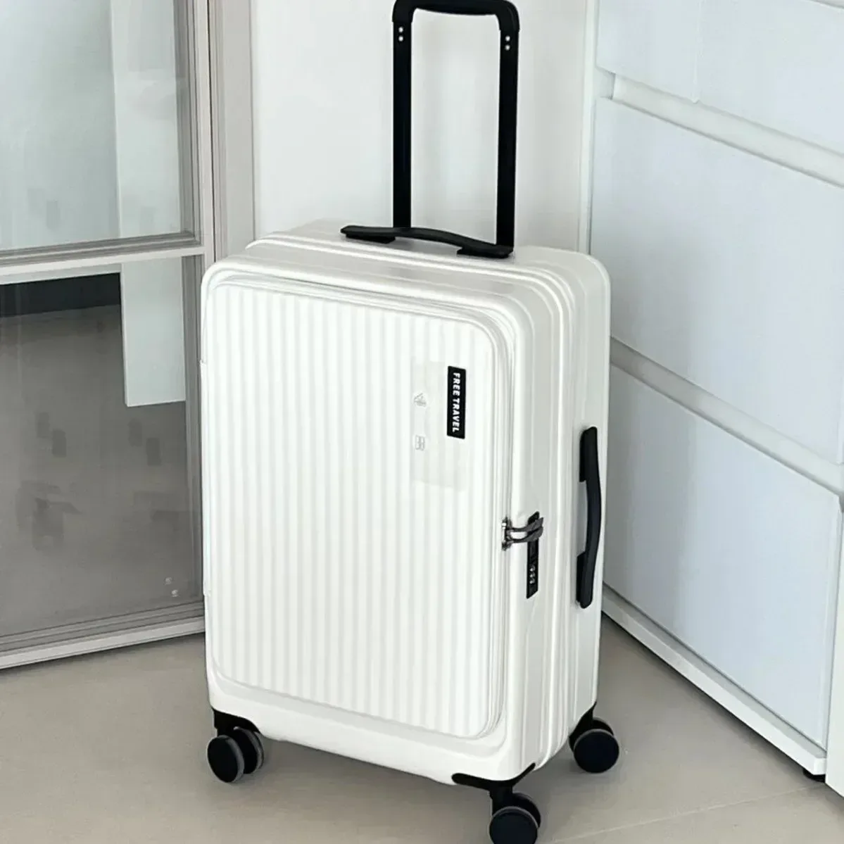 valise de voyage légère à roulettes, coque rigide en pc de 20 pouces à ouverture frontale, valise de cabine multifonctionnelle extensible, 2025