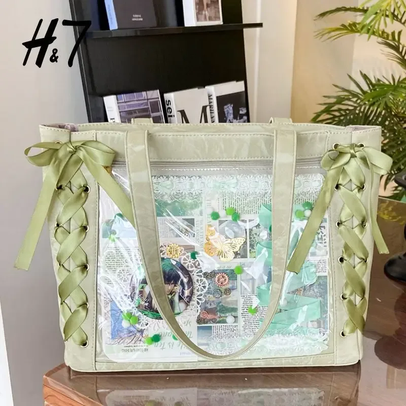 nouveau polyvalent mode ruban itabag grande capacité vert grand alimentaire anime millet sac quotidien une épaule sac fourre-tout