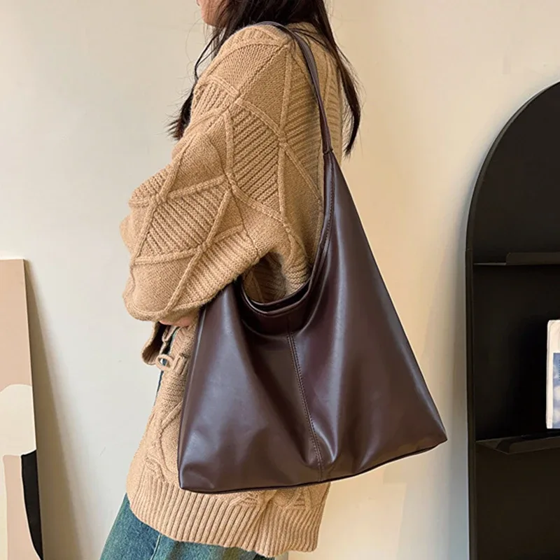 nouveau sac fourre-tout rétro pour femmes, grand sac à bandoulière, sac de navetteur simple, sac fourre-tout fait main