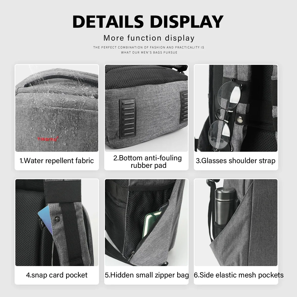 tigernu hommes anti-vol sac à dos 15.6 pouces sac à dos pour ordinateur portable sacs avec port usb sacs de voyage mâle mochila cartables décontractés sac à dos