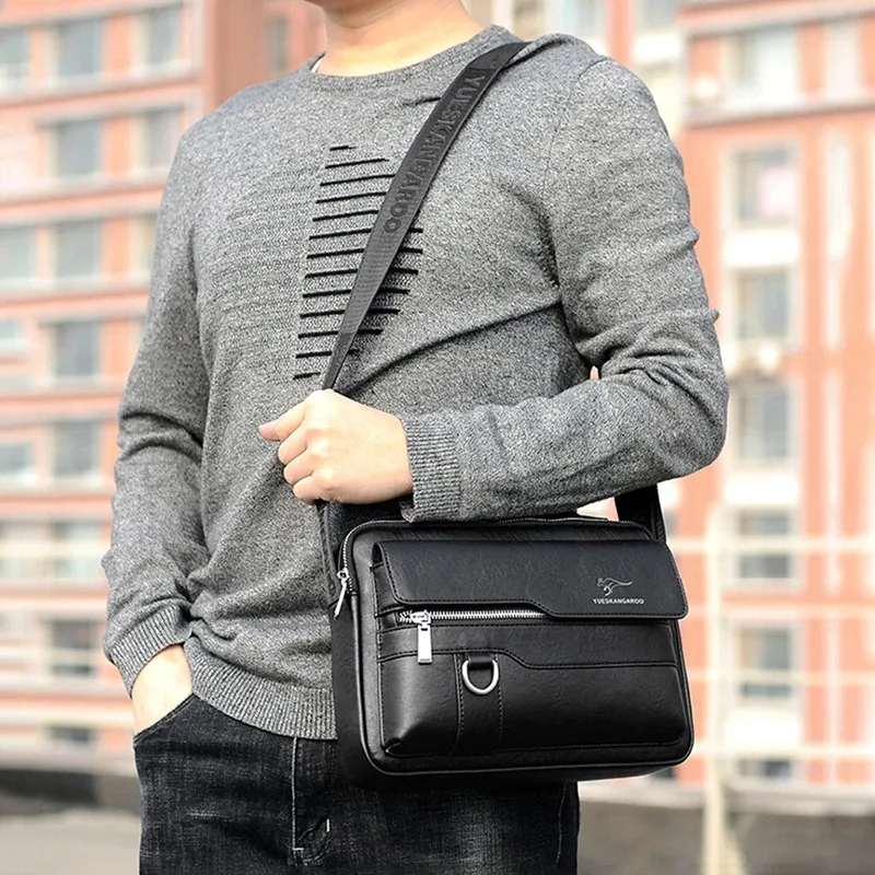 porte-documents à bandoulière en cuir pu pour hommes, fourre-tout carré d'affaires, sac à main croisé, pochette latérale carrée pour téléphone, sac à main